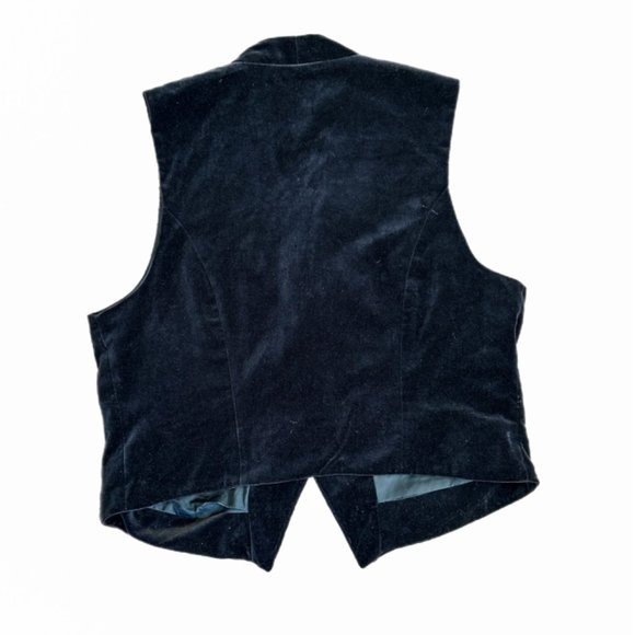 Vintage Karen Scott Black Velvet Embroidered Snowman Button Up Vest | Size Mediu - Picture 6 of 6